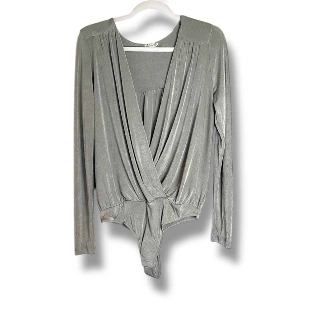 Intimately Free People Turnt Bodysuit Silver Size Large